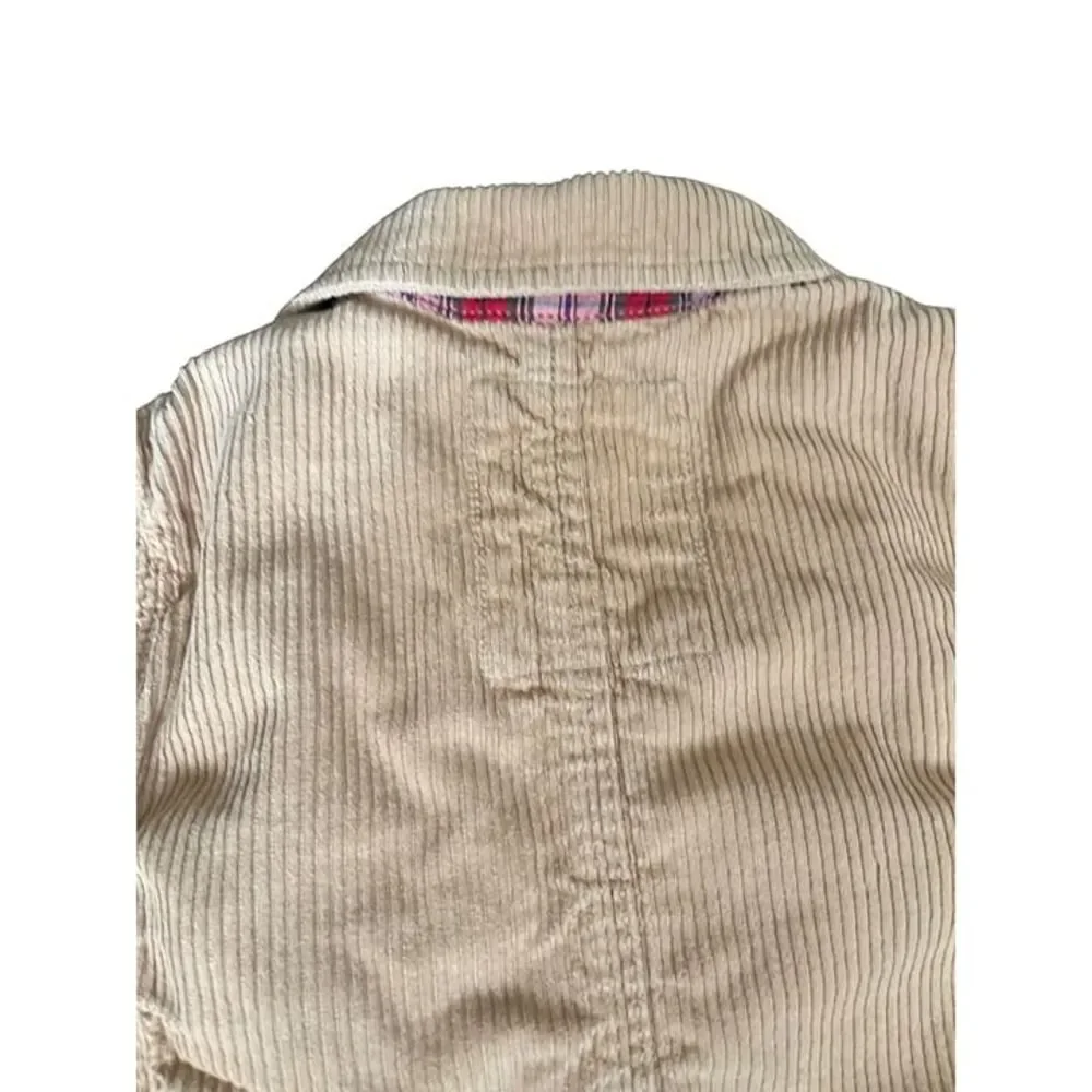 Oshkosh BGosh Boys Corduroy Jacket Size 5 Tan With Plaid Lining & Button Closure